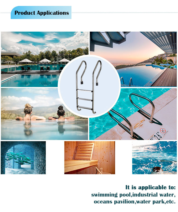 SF Swimming Pool 304 Échelle à 3 marches en acier inoxydable avec poignée