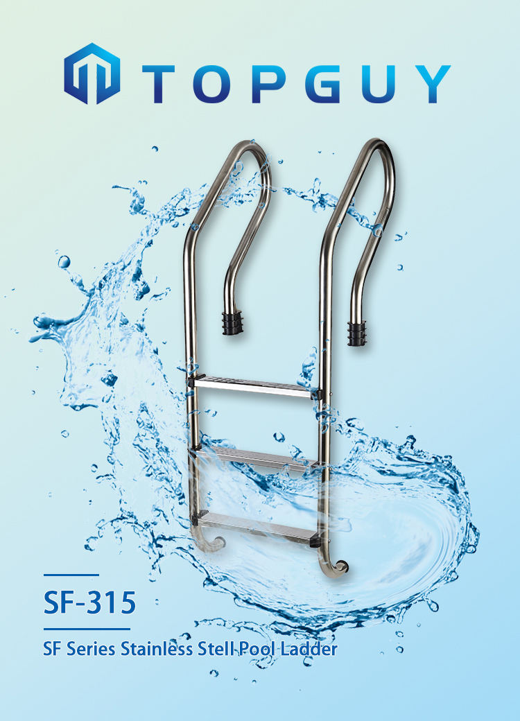 SF Swimming Pool 304 Échelle à 3 marches en acier inoxydable avec poignée
