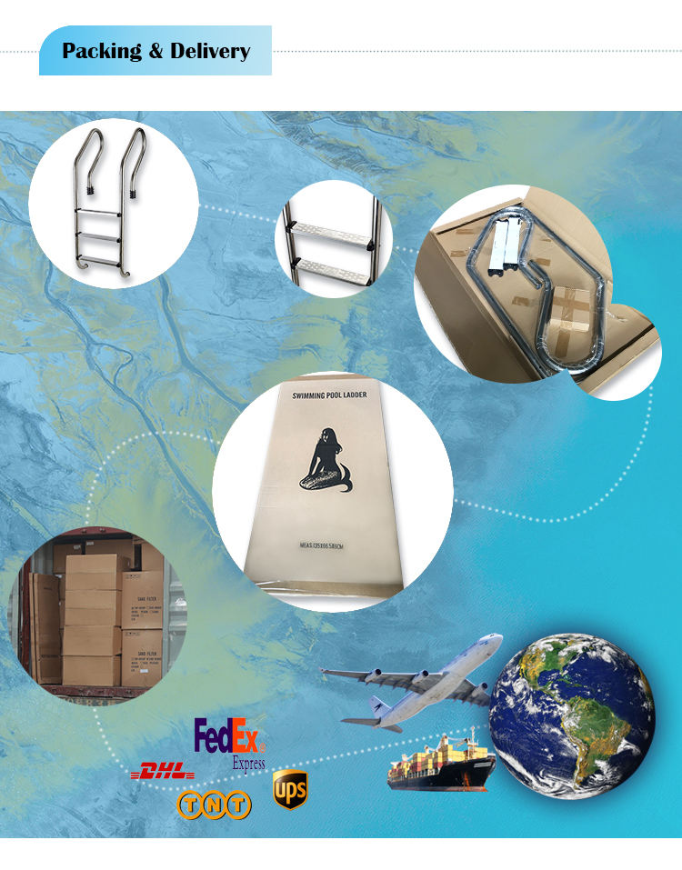 SF Swimming Pool 304 Échelle à 3 marches en acier inoxydable avec poignée