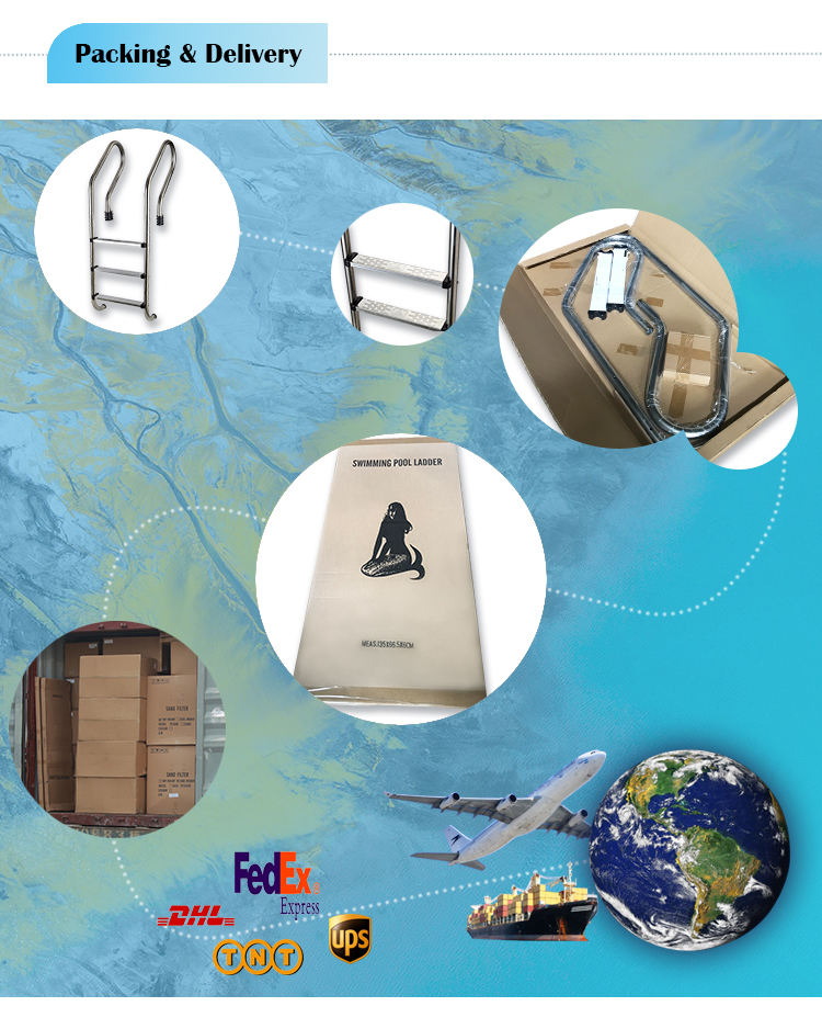 &Eacute;chelle de piscine standard en acier inoxydable MU-315 Escabeau de piscine